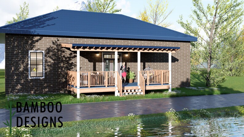 Dudley 10x24 Deck Plan with Mono Slope Porch plan by Bamboo Designs