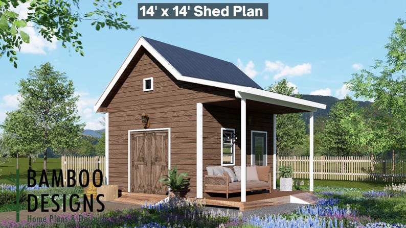 Jabba 14x14 Porch Shed plan by Bamboo Designs