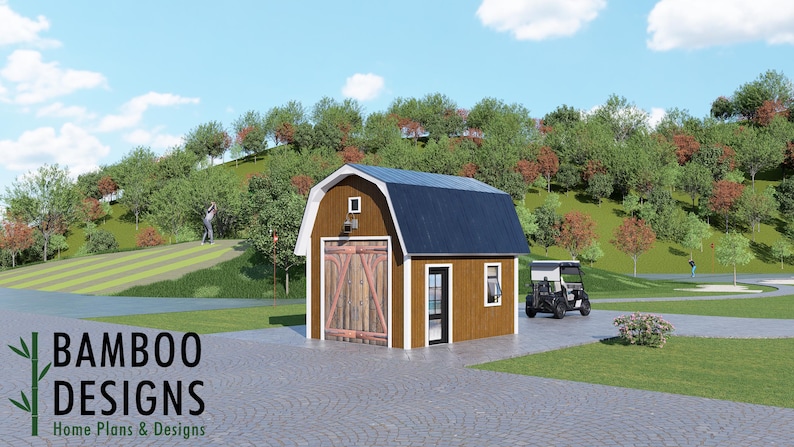 Remington 12x16 Golf Cart Shed plan by Bamboo Designs