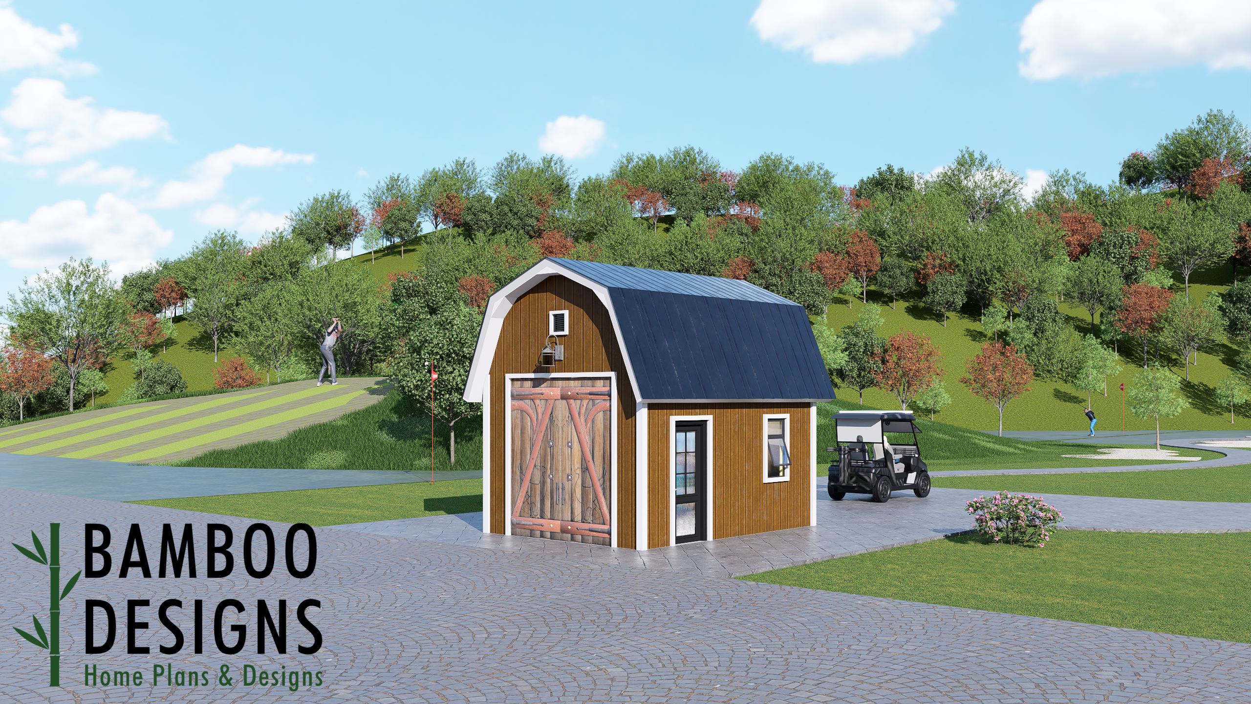 Image of Remington 12x16 Golf Cart Shed Plans – Modern Single-Slope Storage Building | DIY PDF Plans