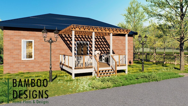 Tomoe 16x18 Attached Deck plan by Bamboo Designs