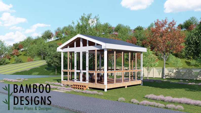 Sonata 20x20 Gazebo Plan — Spacious Screened Outdoor Living & Entertaining Retreat plan by Bamboo Designs