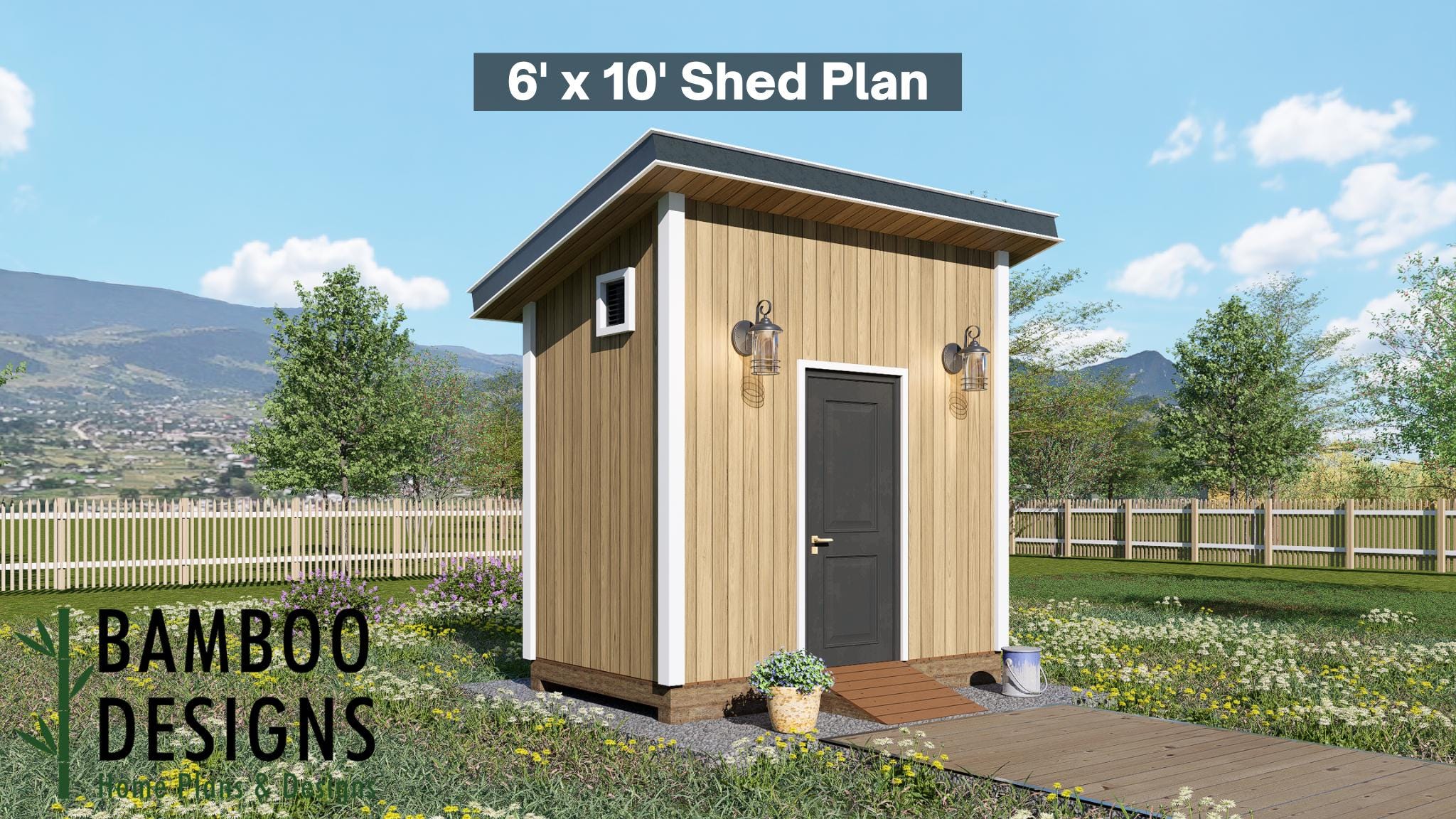 Image of Cantina 6x10 Shed Plan - A Modern Sloped-Roof Storage Studio with Compact Efficiency