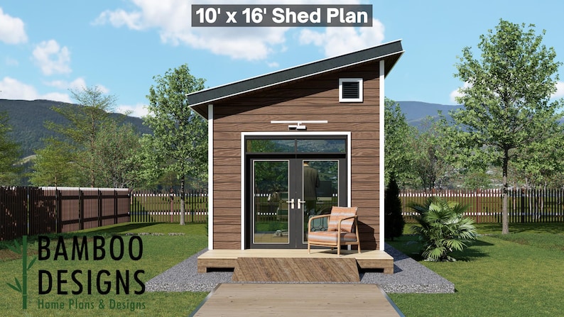Lina 10x16 Backyard Office Shed plan by Bamboo Designs