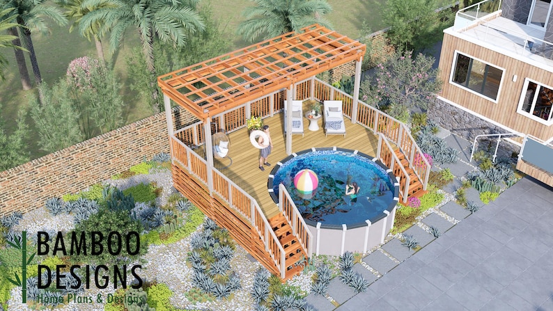 Tangerine Circle Pool Deck · 16x23 plan by Bamboo Designs