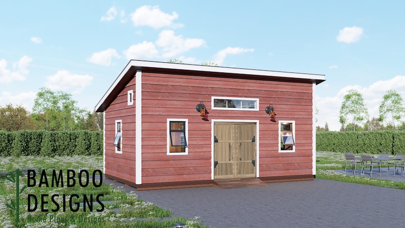 Zelie 14x24 Monoslope Roof Shed plan by Bamboo Designs