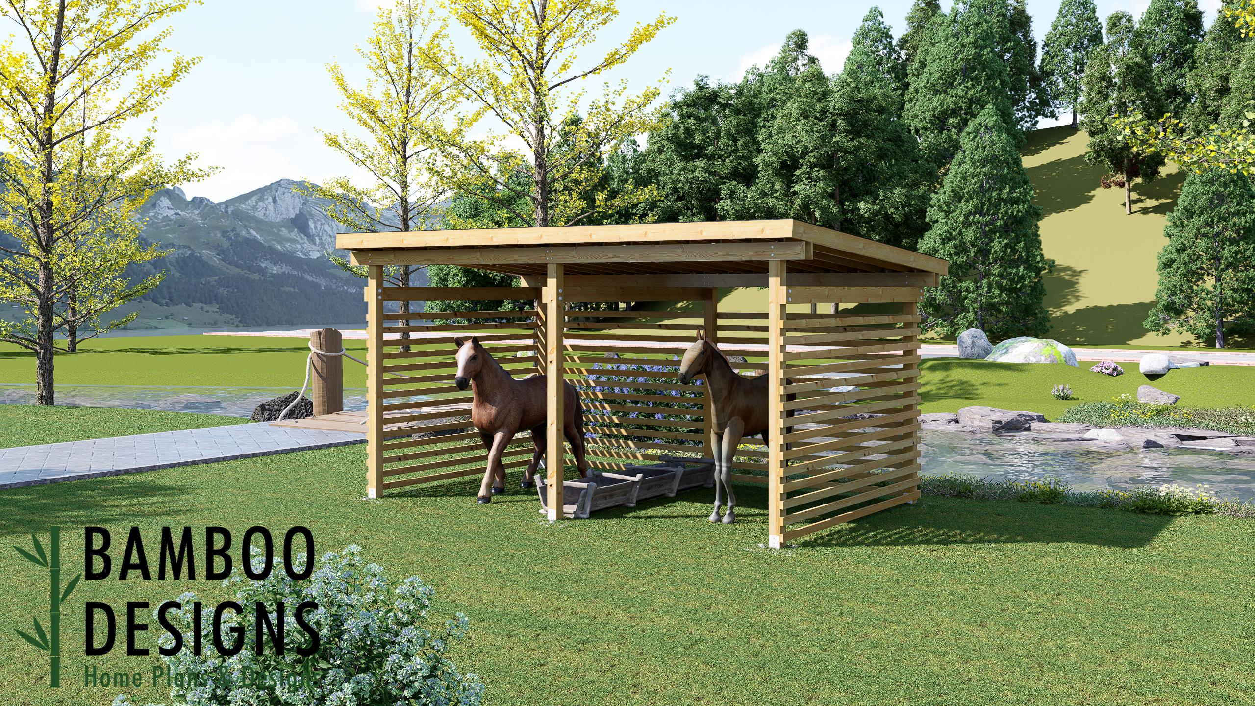 Image of Siskiyou 12x20 Horse Paddock Plan — Durable Run-In Shelter for Horses & Livestock | DIY PDF Plans