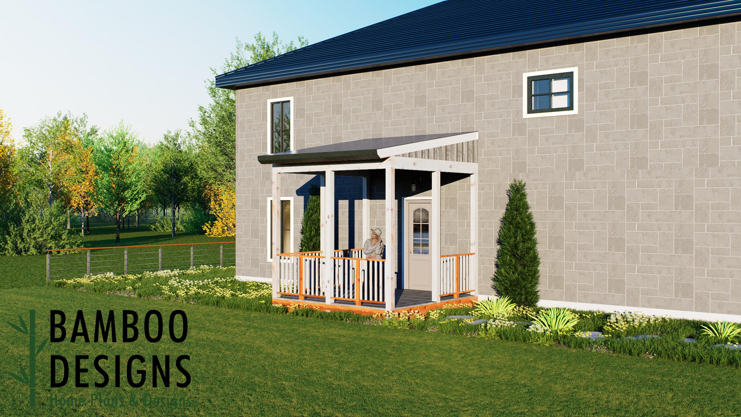 Image of Olise 12x12 Gable Porch Deck Plan — Covered Overground Backyard Deck | DIY PDF Plans