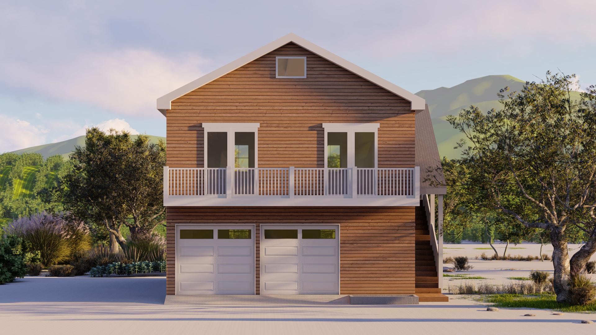 Image of Cypress Gable Garage - Plan | Modern Farmhouse Blueprint | Southern Loft House Design - DWG & PDF