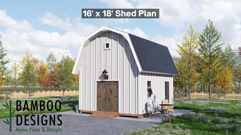 Yara 16x18 Gambrel Roof Shed plan by Bamboo Designs