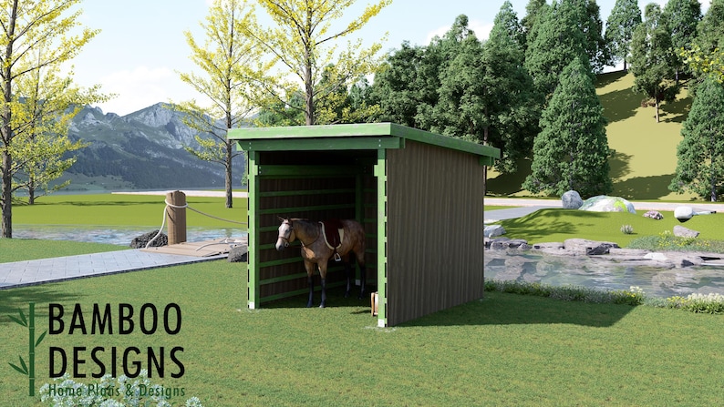 Brazee 10x12 Horse Paddock Plan — Durable Run-In Shelter for Horses & Livestock plan by Bamboo Designs