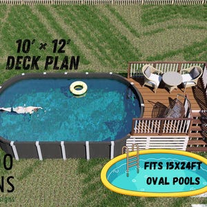 Sauron Oval Pool Deck Plan — 10x12 Elevated Deck for 15x24 Above-Ground Pools