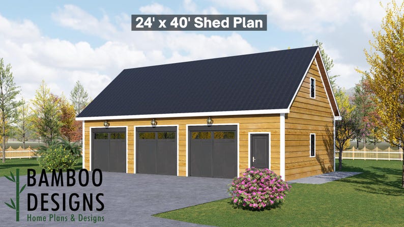 Ezra 24x40 Garage Shed plan by Bamboo Designs