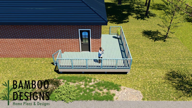 Guipuzcoa 20x8 Freestanding Wraparound Deck Plan — Compact Outdoor Living with Modern Wraparound Style plan by Bamboo Designs