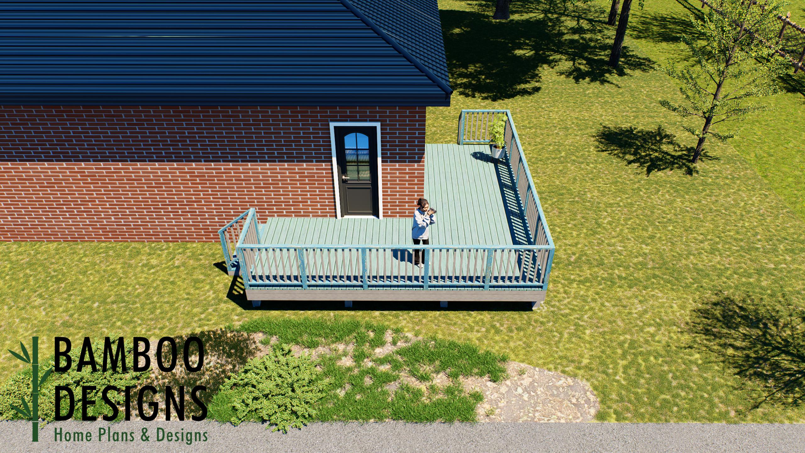 Image of Guipuzcoa 20x8 Freestanding Wraparound Deck Plan — Compact Outdoor Living with Modern Wraparound Style | DIY PDF Plans