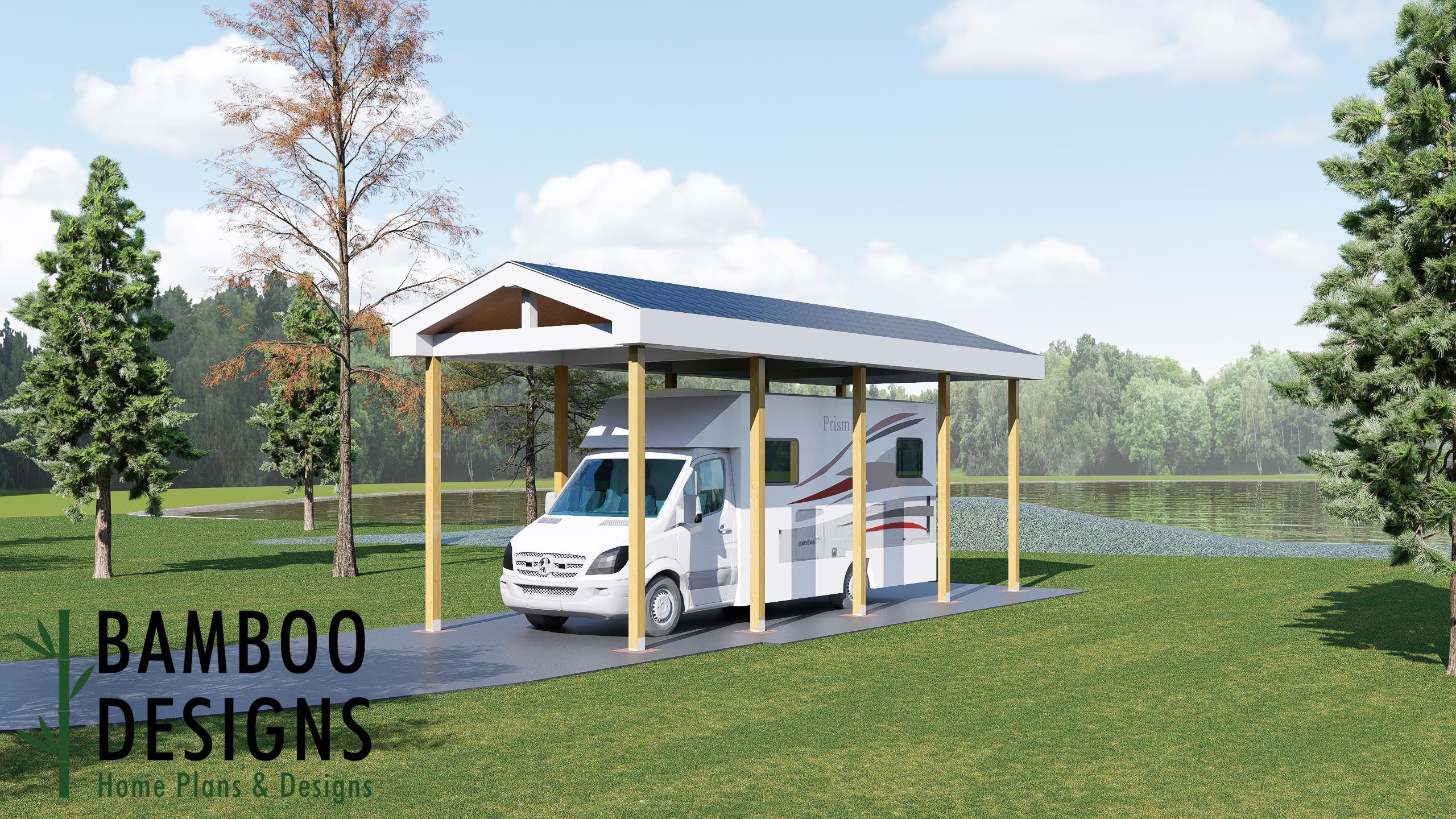 Image of Pease 12x34 RV Carport Plan — Extra-Long Motorhome & Camper Shelter | DIY PDF Plans