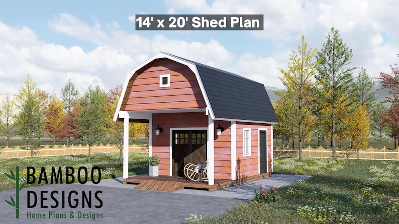 Wendy 14x20 Gambrel Roof Shed plan by Bamboo Designs