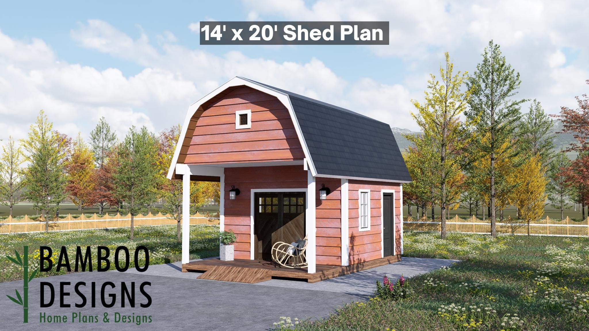 Image of Wendy 14x20 Gambrel Roof Shed Plan - Versatile Barn-Style Storage & Workshop