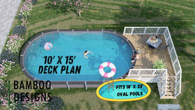 Clermont Oval Pool Deck · 10x15 plan by Bamboo Designs