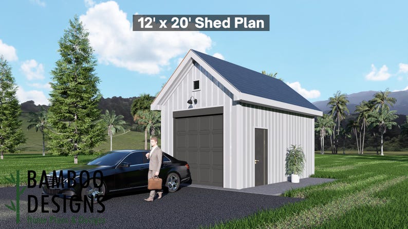 Cosmo 12x20 Garage Shed plan by Bamboo Designs