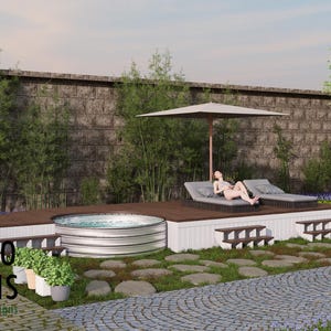 Sunrise Bay Pool Deck Plan – 12x17 Deck with 8ft Pool Cutout + Outdoor Living Dream Oasis