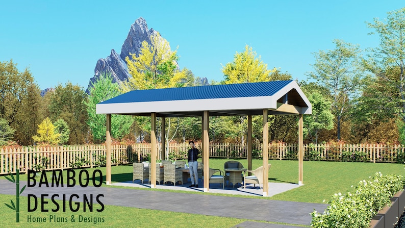 Saint Rita 14' x 24' Pavilion Plan — A Spacious Backyard Pavilion for Outdoor Living, Entertaining & Timeless Elegance · 14x24 plan by Bamboo Designs