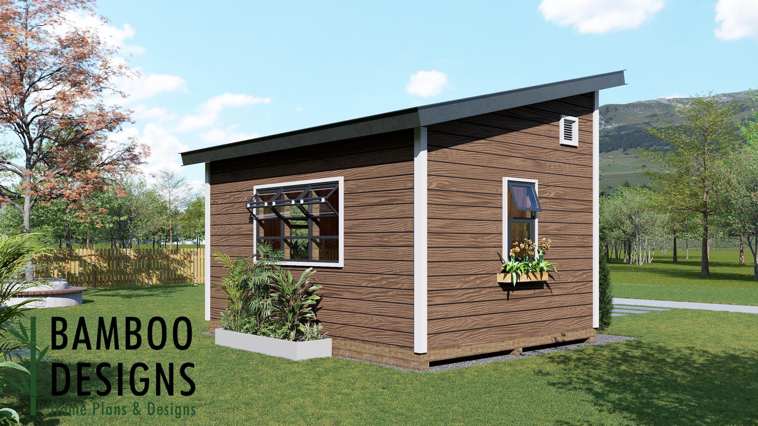 Pandora 12x16 Sloped Roof Shed Plan – Modern Workshop, Garden Studio