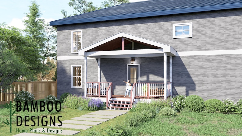 Genie 8x20 Deck with Gable Porch plan by Bamboo Designs