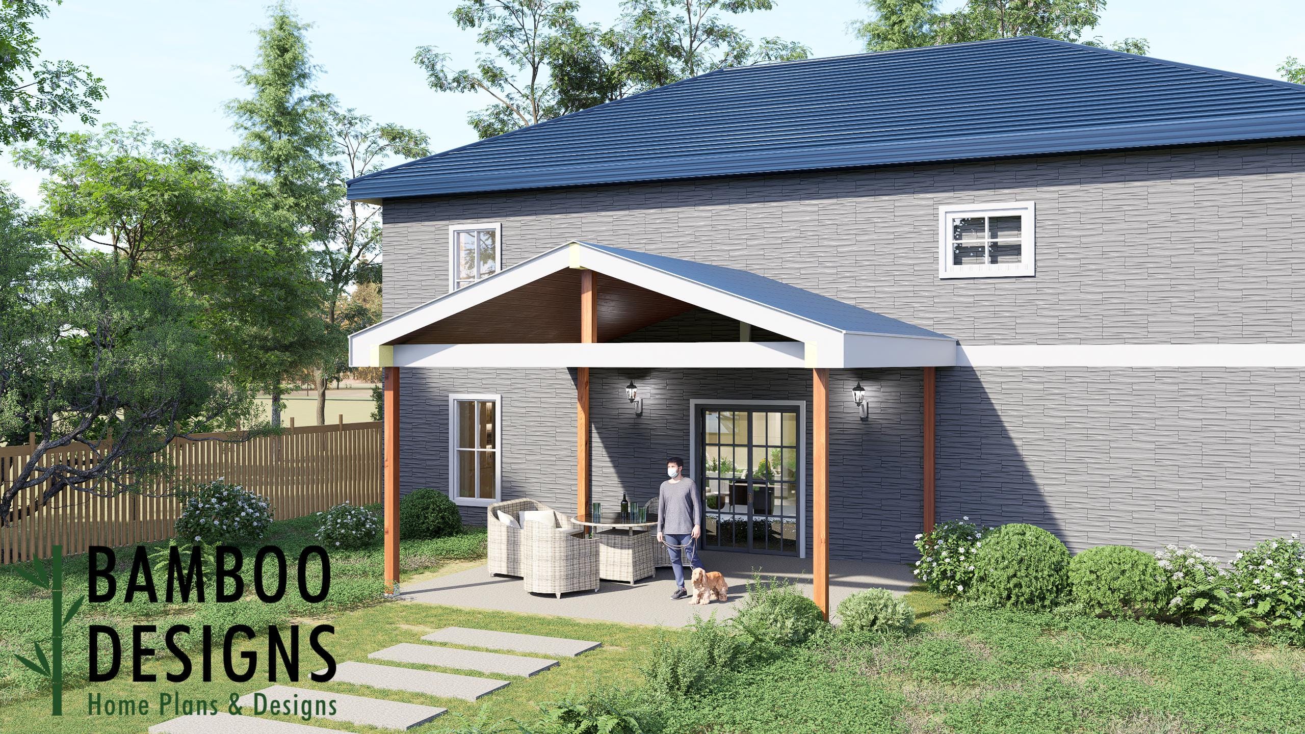 Image of Velasco Porch Cover Plan - 18x20 Covered Patio Roof Design | Large DIY PDF Plans for Backyard Outdoor Living Space