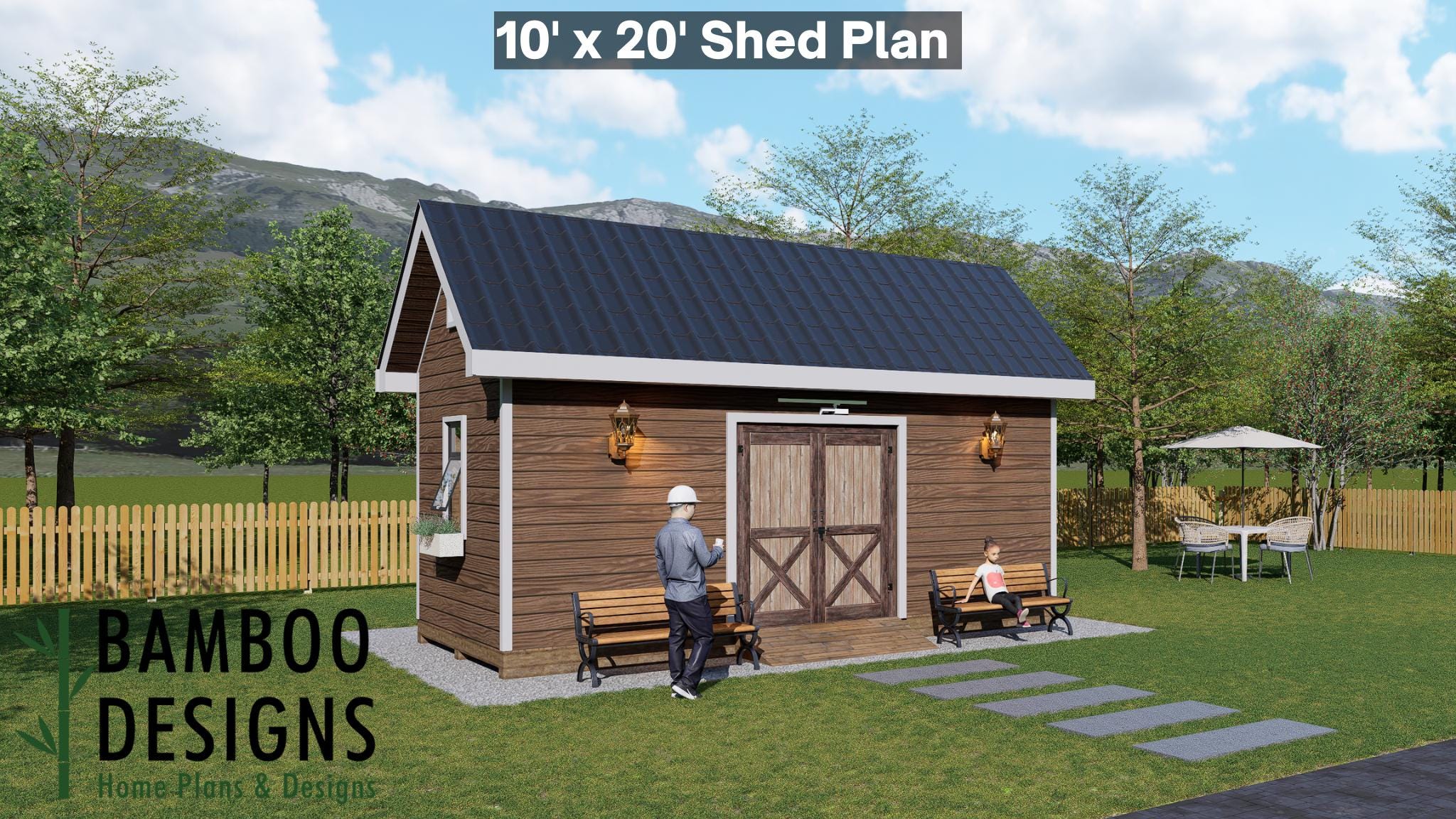 Image of Astra 10x20 Gable Shed Plan - Classic Barn-Style Workshop, Storage, or Studio | DIY Backyard Building Plans (PDF)