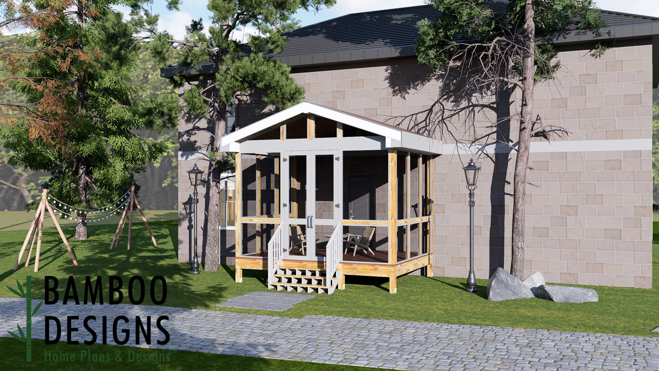 Image of Bryce Sunroom Plan — 12x16 Deck with Gable Sunroom | DIY Backyard Sunroom PDF Plans