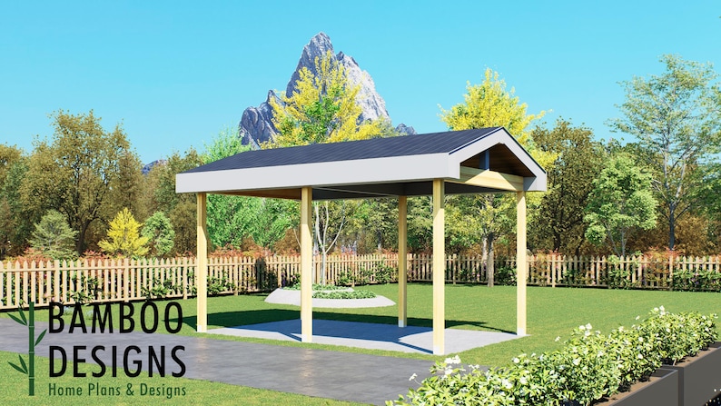 Marrero 12' x 20' Pavilion Plan — A Stylish Outdoor Pavilion for Backyard Living, Entertaining & Relaxation · 12x20 plan by Bamboo Designs