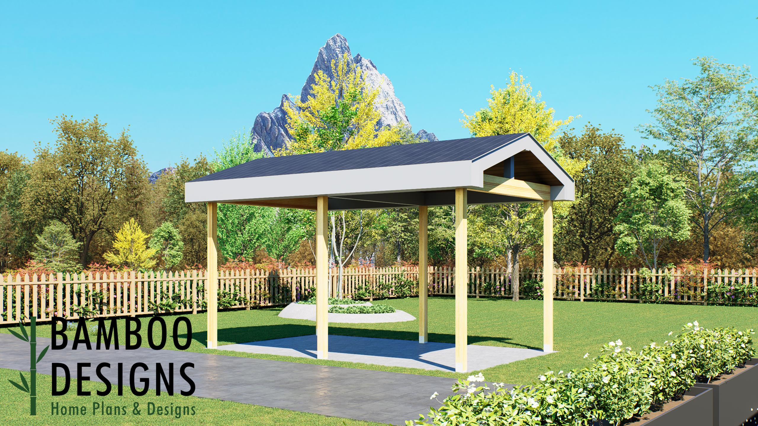 Image of Marrero 12' x 20' Pavilion Plan — A Stylish Outdoor Pavilion for Backyard Living, Entertaining & Relaxation | DIY Plans