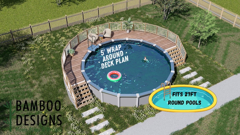 Paradise Cove Semi-Circle Pool Deck plan by Bamboo Designs