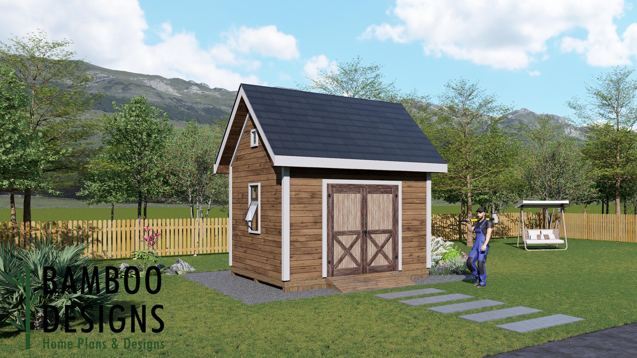 Noxen 12x12 Gable Roof Shed Plan – Classic Backyard Workshop, Studio, or  Storage | DIY Building Plans (PDF) | Bamboo Designs, image size:2560x1440
