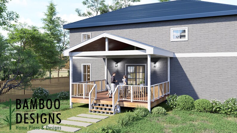 Olaf 18x20 Deck with Gable Porch plan by Bamboo Designs