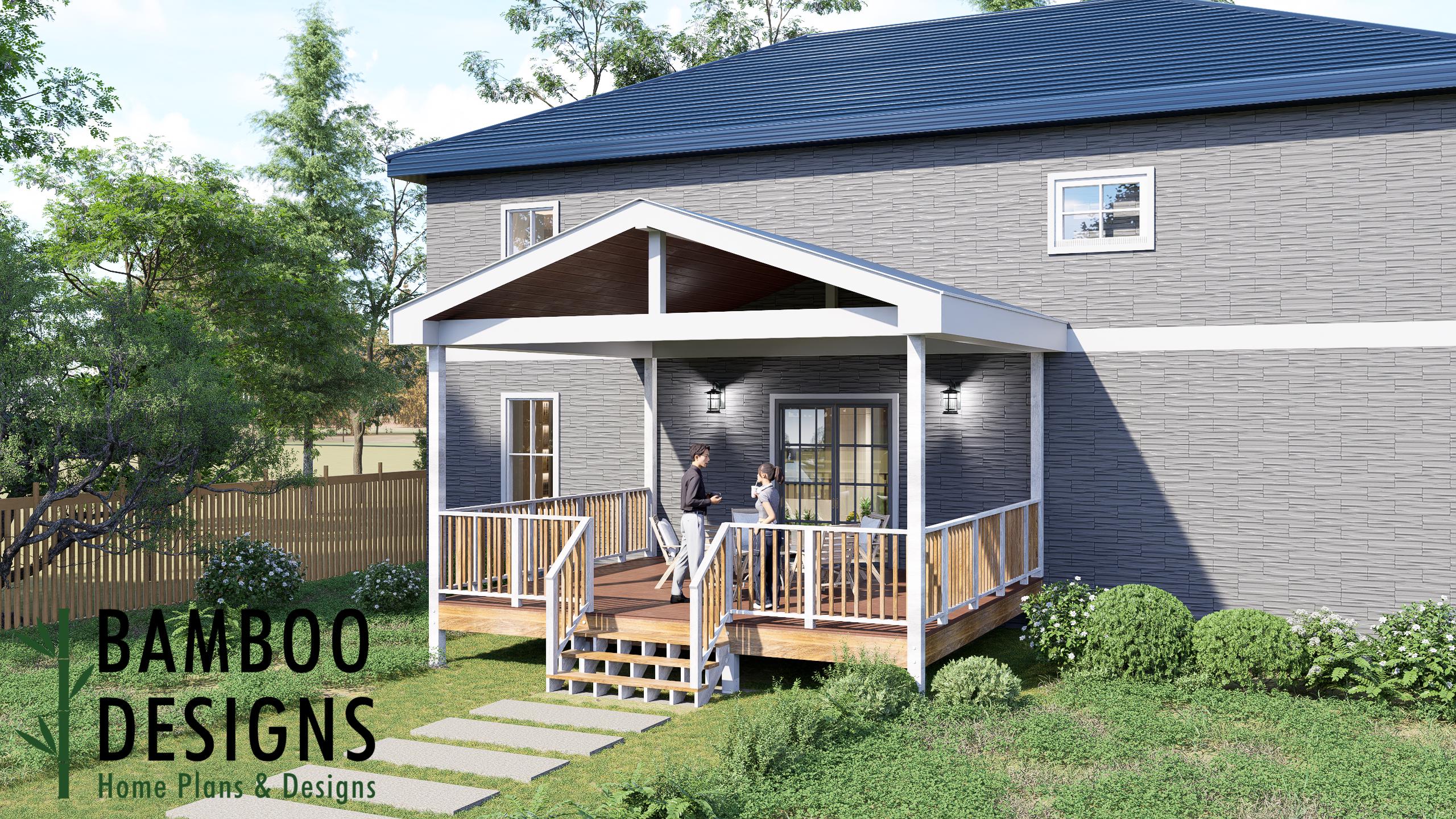 Image of Olaf 18x20 Deck with Gable Porch Plan - Extra-Large Covered Outdoor Living Space | DIY PDF Plans