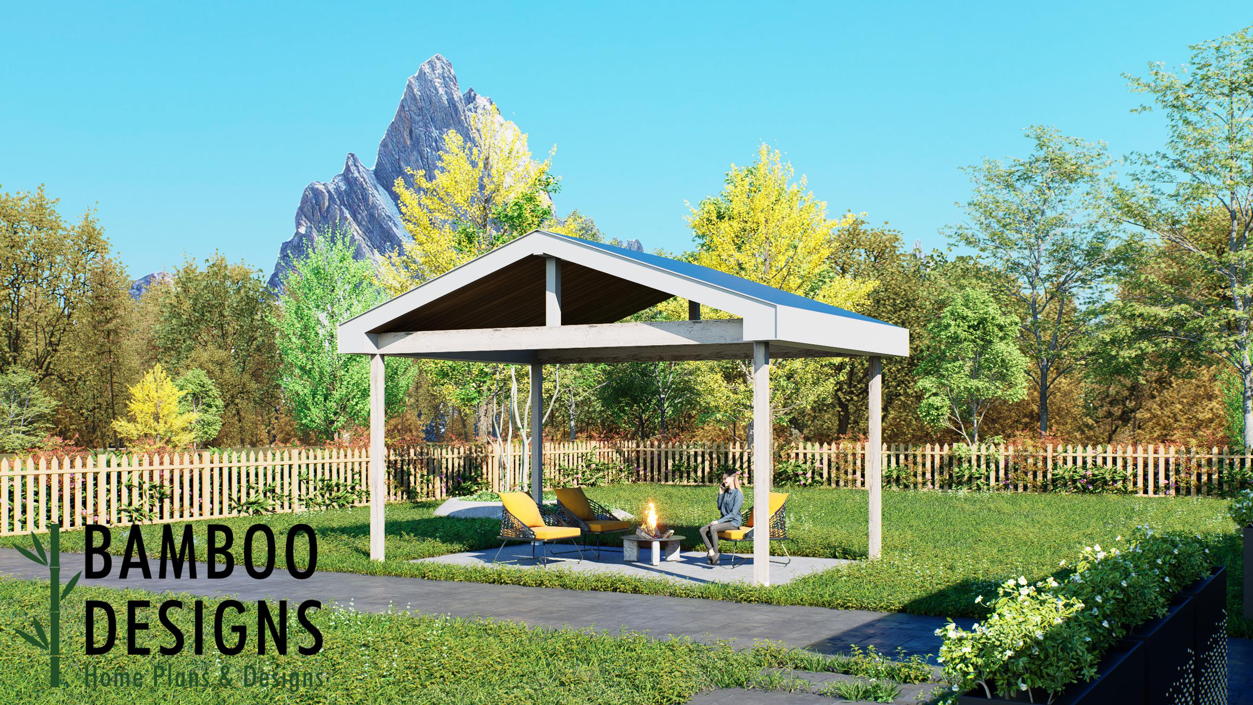 Image of Cameo 20' x 14' Pavilion Plan — A Spacious Outdoor Pavilion for Backyard Living & Entertaining | DIY Plans