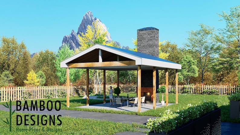 Cromwell 20' x 24' Pavilion Plan — A Spacious Outdoor Pavilion for Backyard Living, Entertaining & Events · 20x24 plan by Bamboo Designs