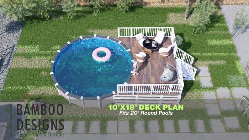 Wellington Round Pool Deck · 10x18 plan by Bamboo Designs