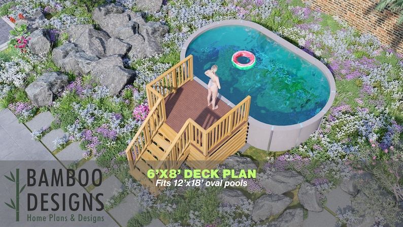 Rosalie Oval Pool Deck · 6x8 plan by Bamboo Designs