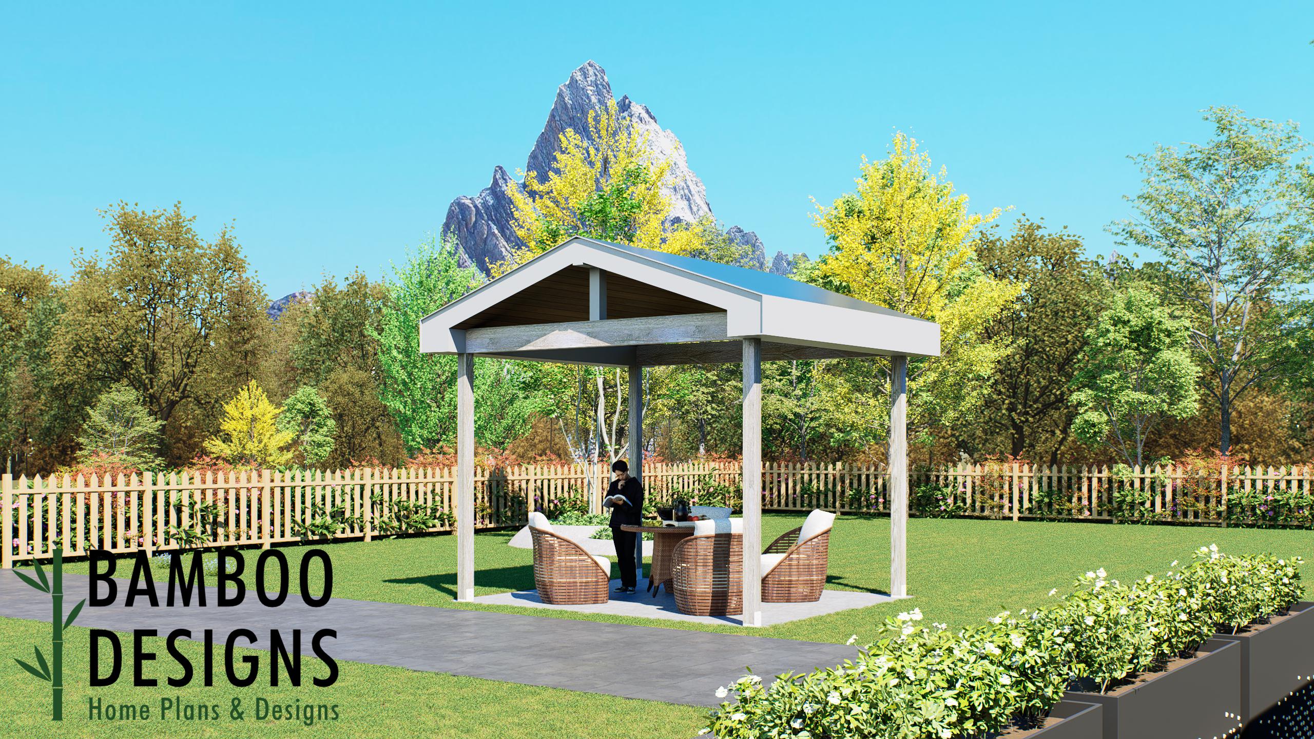 Image of Pitchard 14' x 12' Pavilion Plan — A Modern Backyard Pavilion for Outdoor Entertaining, Relaxation & Everyday Living | DIY Plans