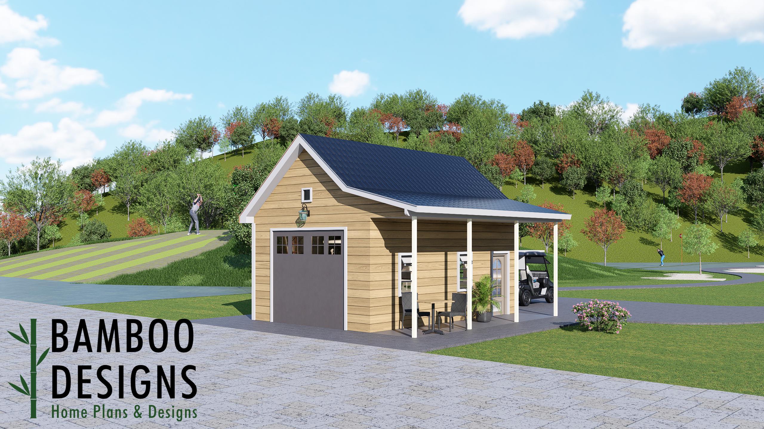 Image of Tian 16x24 Golf Cart Shed Plans – Modern Single-Slope Storage Building | DIY PDF Plans
