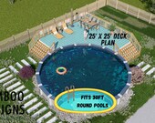 Pacific Crest – 30’ Round Pool Deck Plan | Massive 25x25 Wrap Deck | Resort-Style Backyard Build | DIY PDF Plans