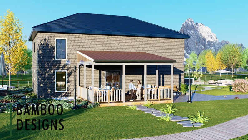 Hartville 18x24 Porch Deck Plan — Large Covered Overground Backyard Deck plan by Bamboo Designs