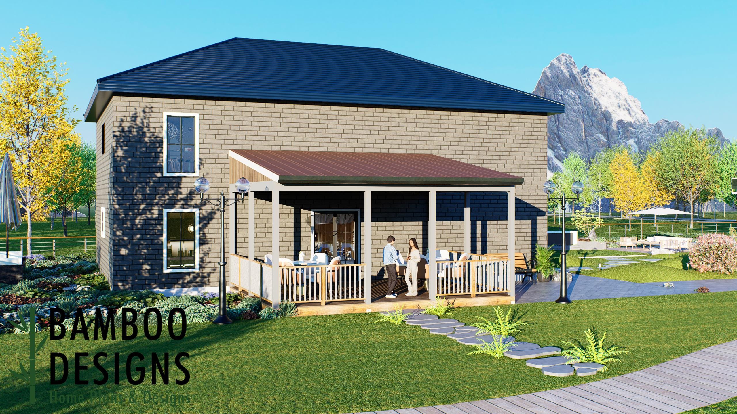 Image of Hartville 18x24 Porch Deck Plan — Large Covered Overground Backyard Deck | DIY PDF Plans