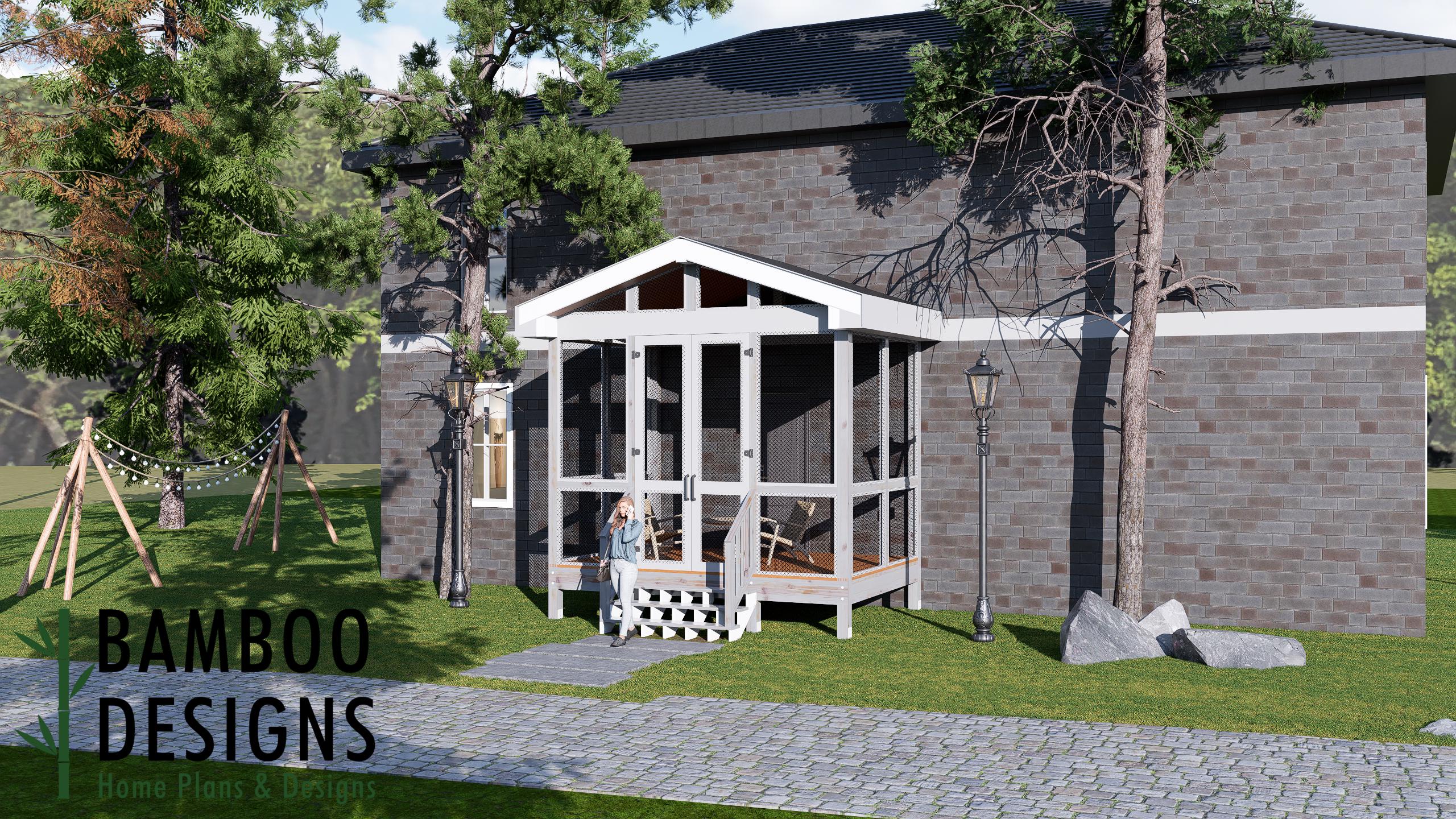 Image of Arnie Sunroom Plan — 10x14 Deck with Gable Sunroom | DIY Backyard Sunroom PDF Plans