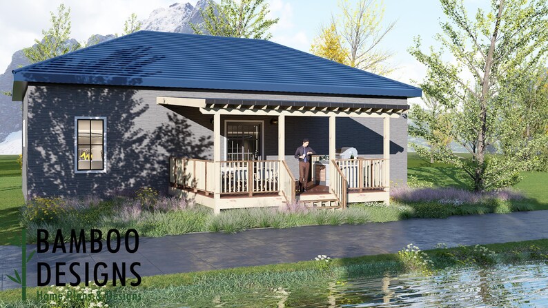 Deejay 18x20 Deck Plan with Mono Slope Porch plan by Bamboo Designs