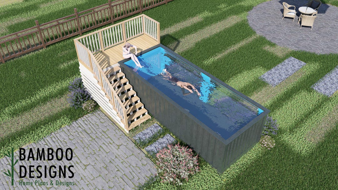 Container Pool Decks Miami Container Pool Deck Plan – 4x12 Compact Elevated Deck With ...
