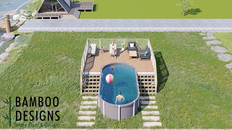Murphy Oval Pool Deck · 16x20 plan by Bamboo Designs